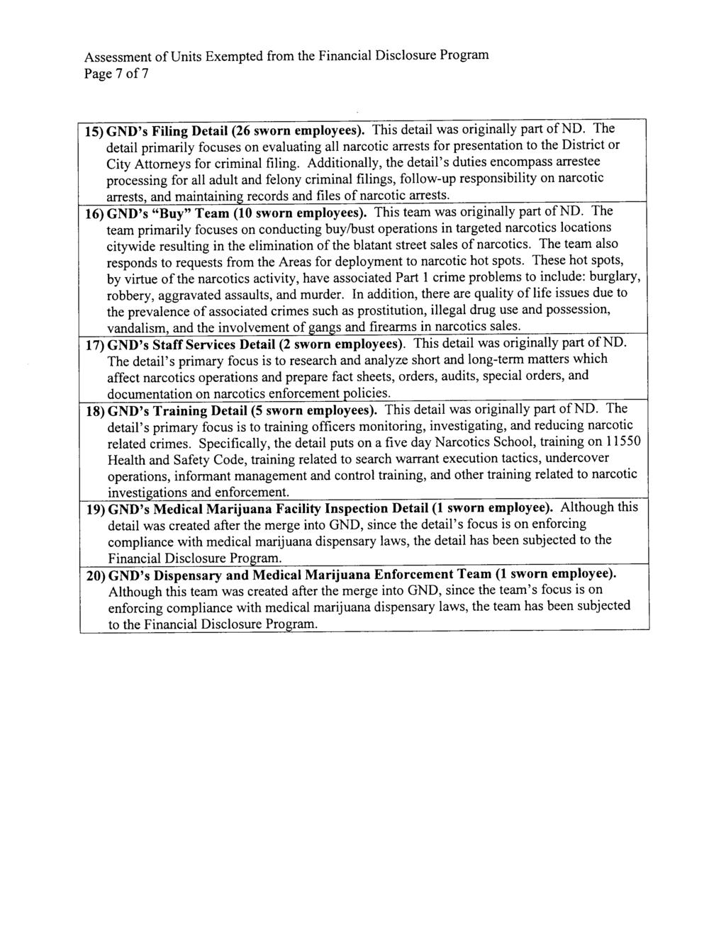 Page 7 of 7 15) GND's Filing Detail (26 sworn employees). This detail was originally part of ND.