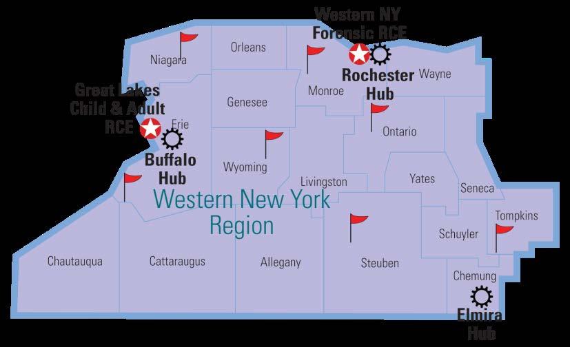Western New York The Western Region, which is bordered by Lake Erie, Lake Ontario, Pennsylvania, Canada and the Niagara River, covers 13,000 square miles and has a population of three million people.