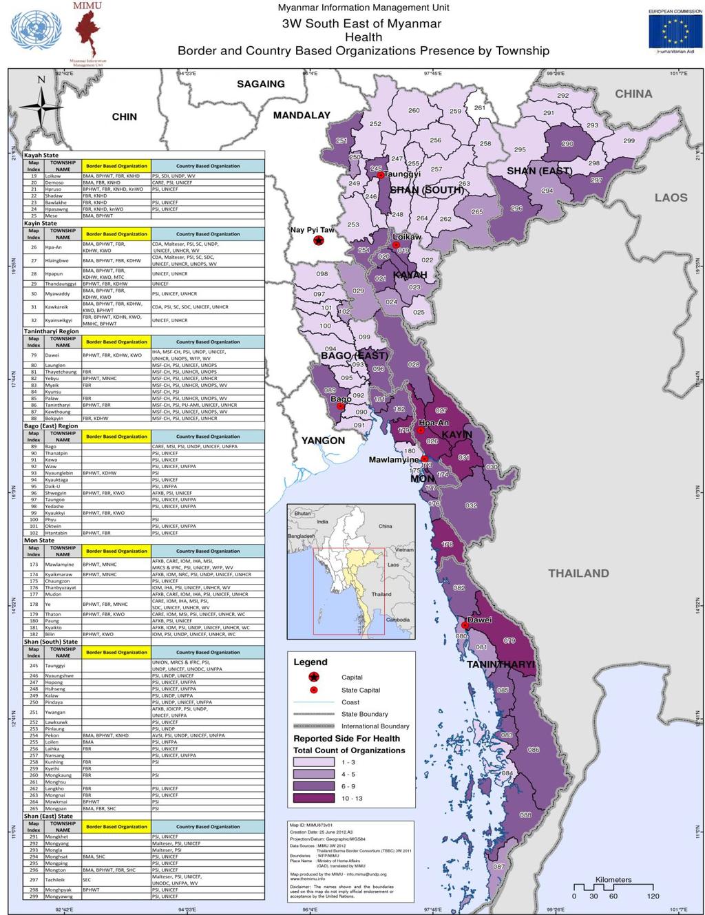 Annex 6 : MIMU 3W Map Southeast Myanmar (Border and