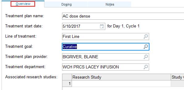 Select the Treatment Plan Properties 1. From the Treatment Plan Properties window, select the Overview tab (default tab). 2.