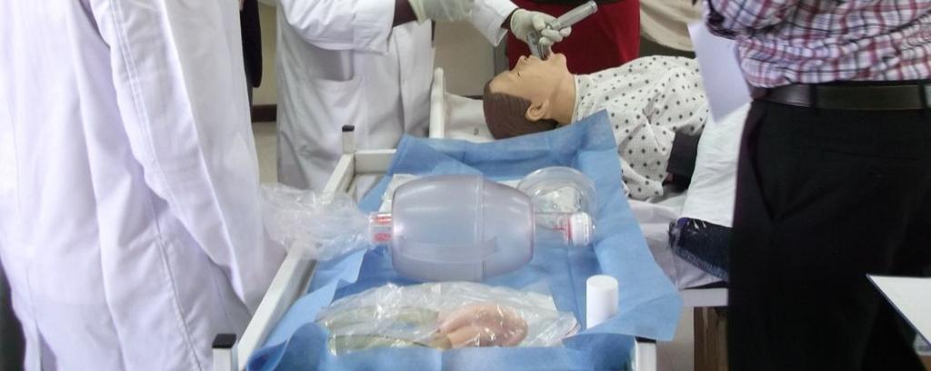 Lilian Omondi, Lecturer, School of Nursing Sciences, demonstrating insertion of endotracheal Background The College of Health Sciences Multi-Disciplinary Skills Laboratory (MDSL) was set up with the