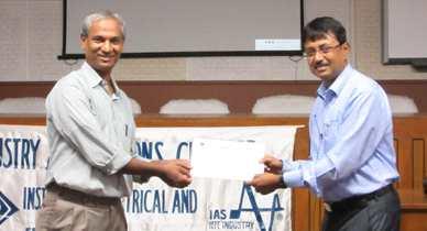 July-December, 2014 Activity-Report for the IEEE Industry Applications Society: ANNUAL REPORT Dr. M. Sengupta, Chairman IEEE-IAS Kolkata Chapter, handing over the certificate of appreciation to Mr.