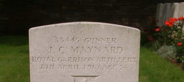 MAYNARD J.C Gunner 33445 James Charles MAYNARD. 24 th Siege Battery, Royal Garrison Artillery (RGA).