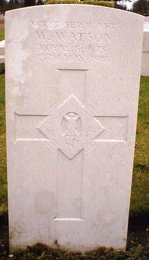 WATSON W Regimental Sergeant Major (RSM) 9323 Walter WATSON. 11 th Battalion, Royal Scots. Died Monday 13 th May 1918. Born Rolvenden. Enlisted Woking, Surrey. Resided Rolvenden.