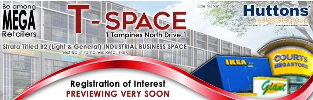 The Huttons Times T-Space T-Space is a 30 years leasehold, 9 storey B2 usage strata industrial factory by Lian Beng Group with a total land area of 2.7 Ha and PR of 2.