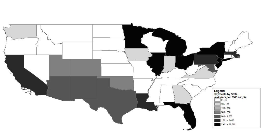 Figure 2: Per Capita Direct Payments by State 2007 - Zimmer Information on Payments