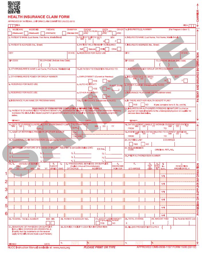 Appendix VI: Claim Form Instructions Billing Guide for a CMS 1500 and CMS 1450 (UB-04) Claim Form. Required (R) fields must be completed on all claims.