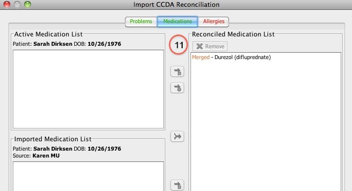 reconciled list (located at top and bottom of screen) Exclude the selected Active and/or imported from the patient s reconciled list (located at