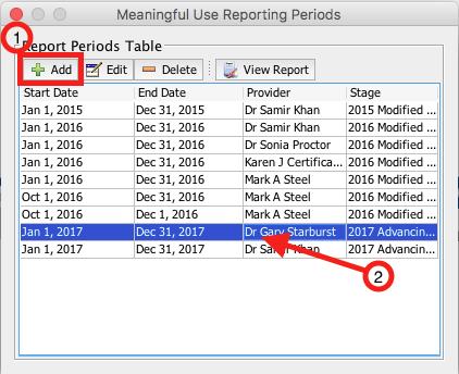 2. Select a Saved Report to View, Edit, or Delete 1. Add: The Select Reporting Period dialog will open The current year will be defaulted as the date range.