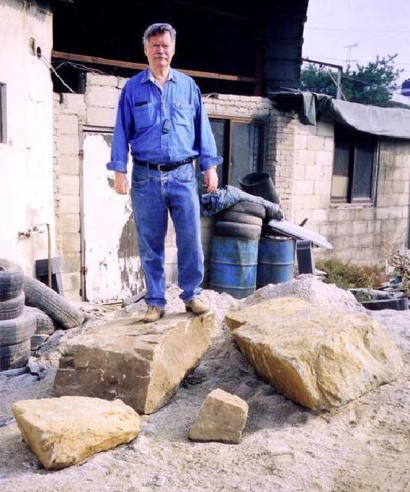 Vince Courtenay with newly delivered monoliths from Hill 355, extracted by the ROK Army.