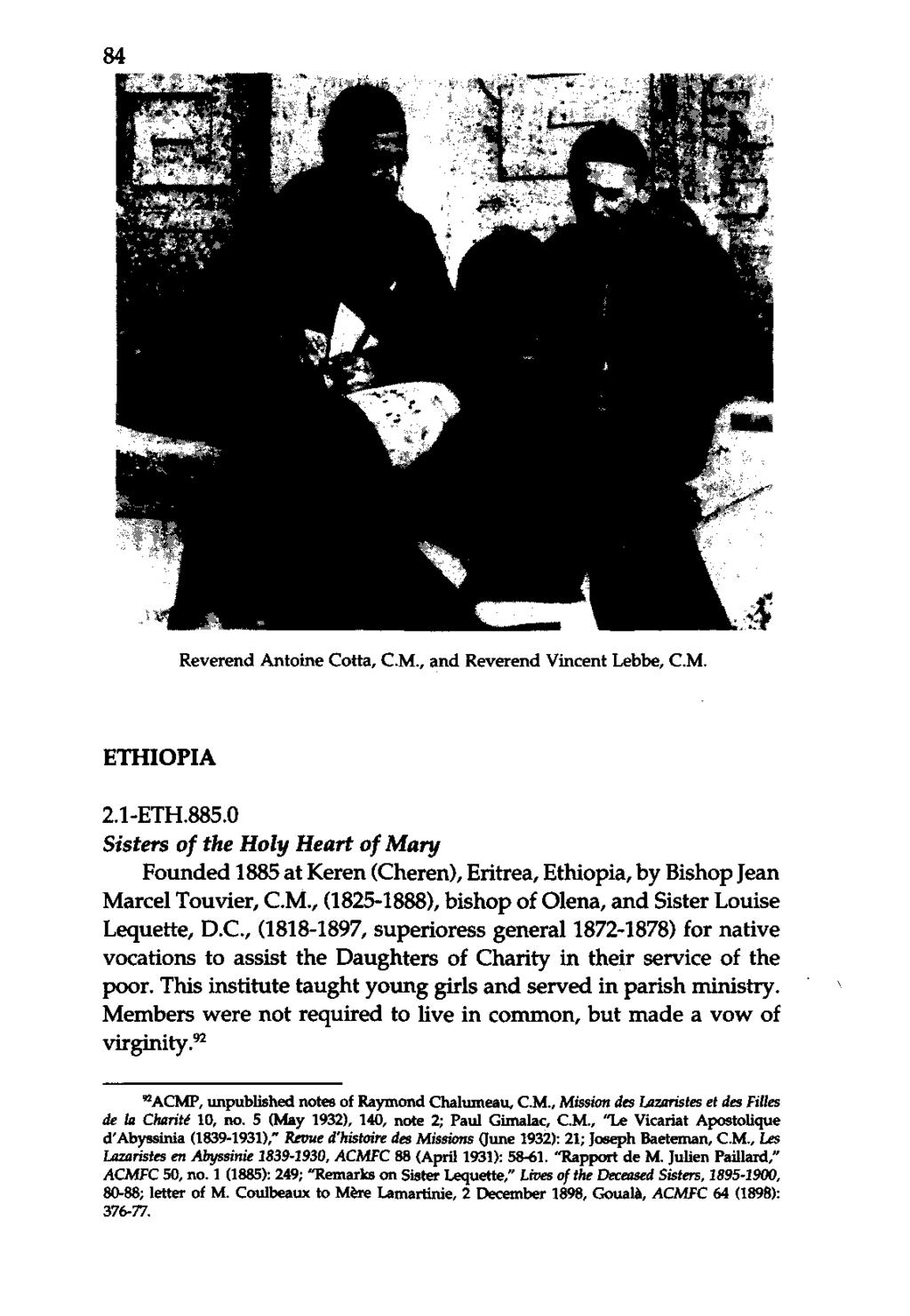 84 Reverend Antoine Cotta, CM., and Reverend Vincent Lebbe, CM. ETHIOPIA 2.1-E1r1I.~.