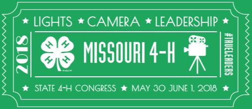 State 4-H Congress The Missouri State 4-H Congress will be held May 30-June 1, 2018 for Missouri 4-Her s ages 14-19.