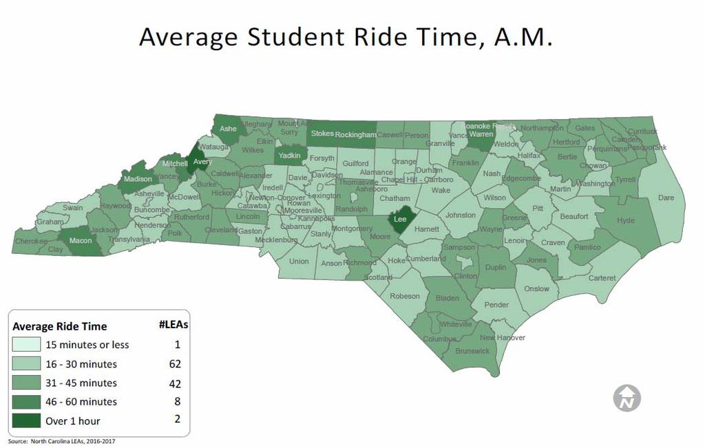 Student Ride Times, AM D This Indicator represents the experience of students in Excep onal Children (EC) and Regular datasets, all programs.