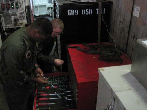 AV-8 Airframers checking out tools for a new work project Cpl
