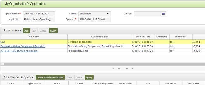 Working with Submitted Applications Working with Submitted Applications Viewing Your Submitted Application 1. Click the Applications tab or from the home page click Applications table appears.
