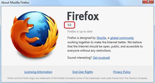 Appendices Firefox 1. Open Firefox. 2. Select Help About Firefox. A window appears indicating the version number. (The window may vary depending on the version of your browser/operating system). 3.