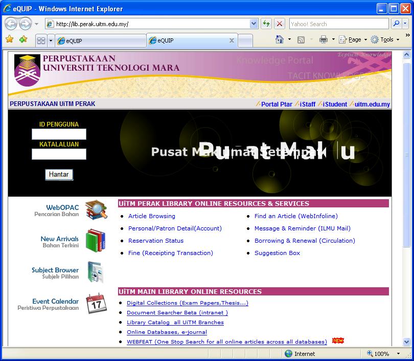 uitm.edu.my http://lib.tganu.uitm.edu.my http://lib.kelantan.uitm.edu.my http://lib.pahang.uitm.edu.my Contoh sebelum http://10.