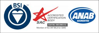 follows: - Quality Management System Certificate for ISO 9001:2008 - Occupational Health & Safety