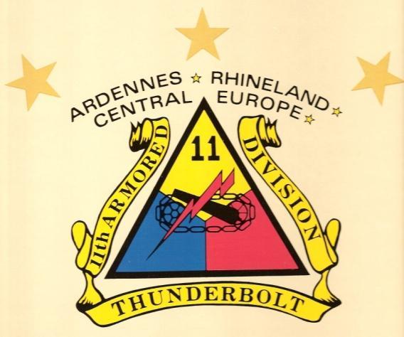 Insignia of 11 th Armored Division Soon he joined his tank crew. This time his tank was a heavily armored Sherman tank. His particular tank was especially designed to lead columns of other tanks.