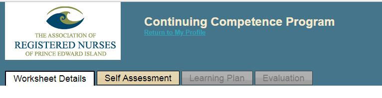 5. Continuing Competence Program page There are 4 tabs at the top of the Continuing