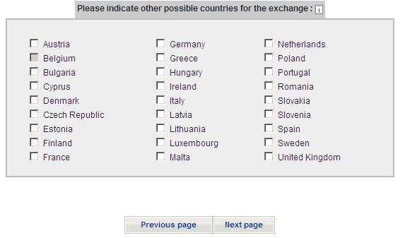 Select your primary choice Select up to 4 other possible countries