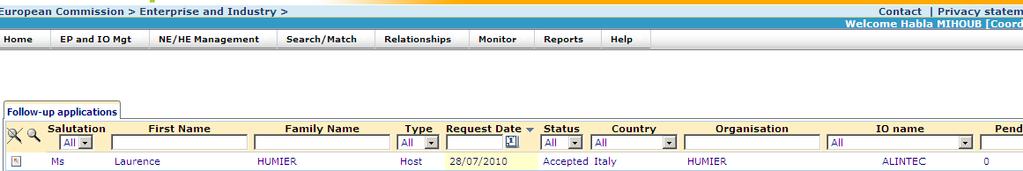 Click on My application data : This will display a copy of the multiple page application form, with options to edit the