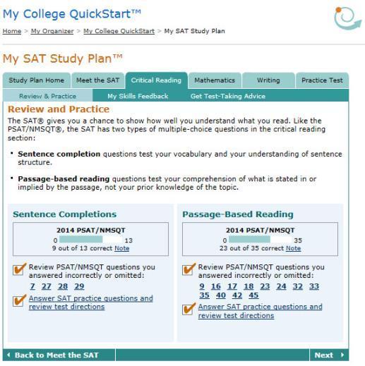 My College QuickStart My SAT