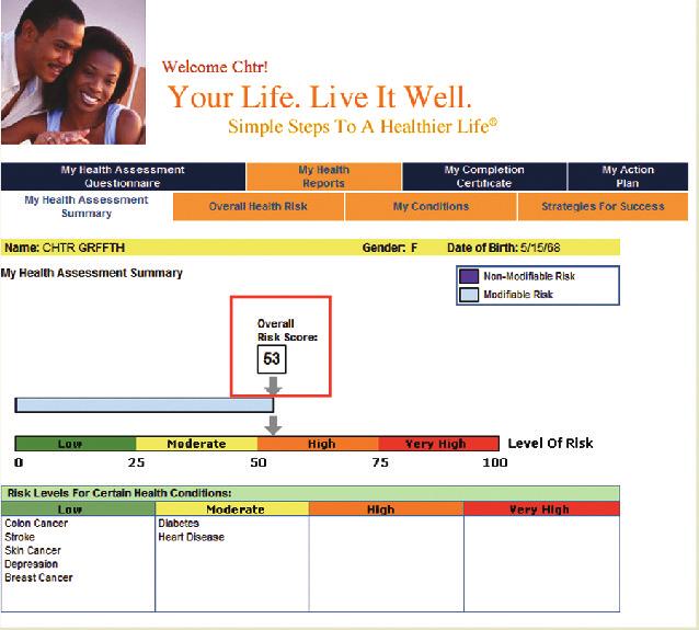 Step 8 Once you complete the Health Assessment, you will receive an overall health score. Be sure to scroll down to the bottom of the screen to see how your results have changed over time.