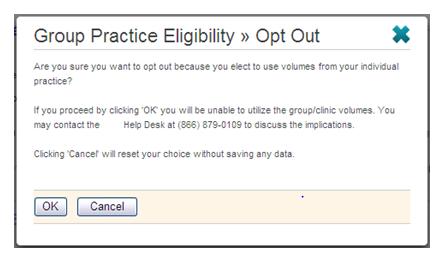 4. Group Practice Eligibility section. This section will appear only if you have been added to a Group.