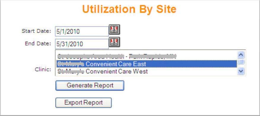 Report Sample Utilization by Site Report: Lists the