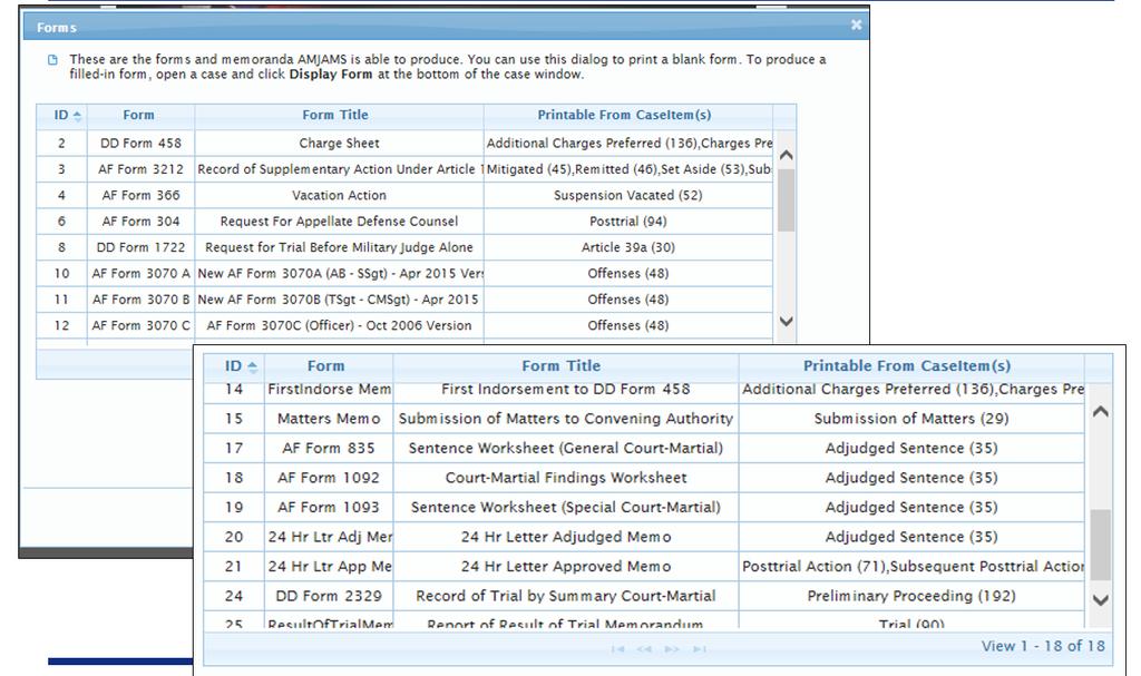 Page 14 The case tree behaves much like a typical tree-view control. Forms Select Select an item in the tree by clicking the item label (not the icon) and its details are displayed on the right.