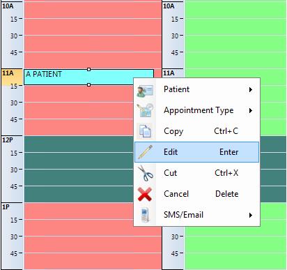 The patient s appointment now appears in the select day and time slot Editing an Existing Appointment: To edit an existing appointment in PrimaryClinic Practice, please follow the
