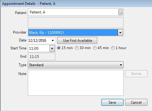 4. The Appointment Details box will now appear with the patient s details 5. Make the necessary changes and select Save 6.