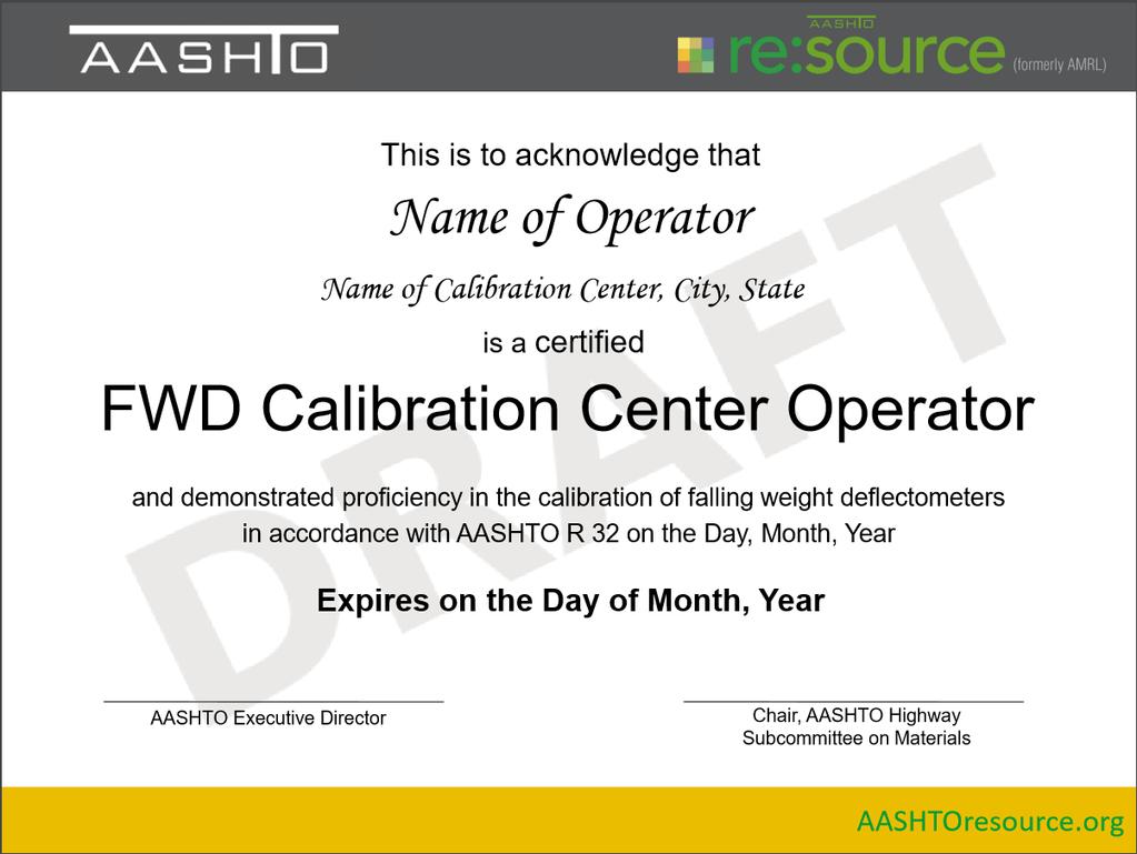 Appendix B, FWD Calibration Center Operator Example