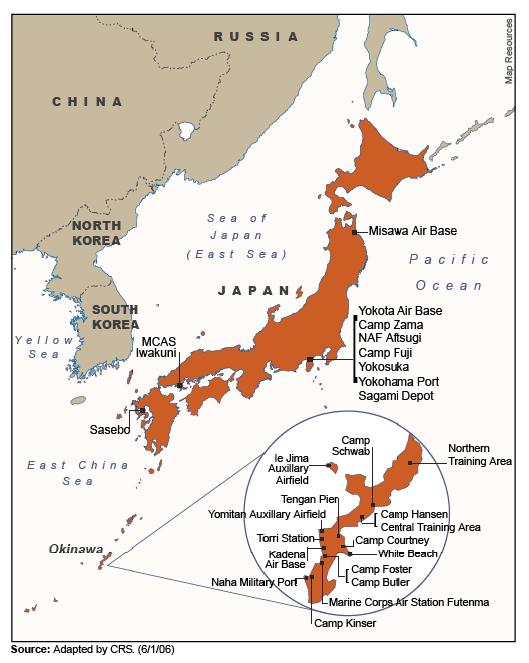 On mainland Japan, there are seven different bases/posts.