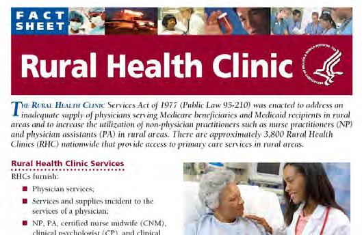 What is a rural health clinic? RHC Fact Sheet https://www.cms.