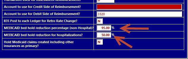 ) Scroll through the list of account names to locate Medicaid Bed-Hold Allowance and Medicaid Hosp Bed Hold Allow.