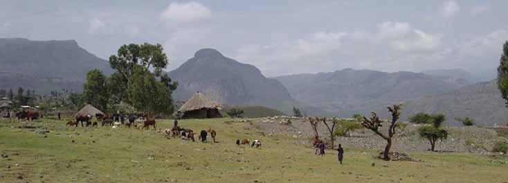 Mountainous terrain proved a challenge to gaining access to the population of South Wollo, Ethiopia. Ethiopia, Concern, 2003.