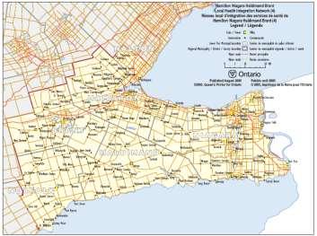 Burlington, Haldimand, Hamilton, Niagara and most of Norfolk county. The LHIN stretches from Fort Erie to Turkey Point and Paris to Lowville and covers approximately 7,000 square kilometers.