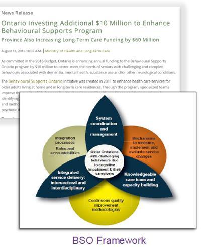 Background of Funding MOHLTC news release on August 18, 2016 announcing $10 million in new annual funding for Behavioural Supports Ontario