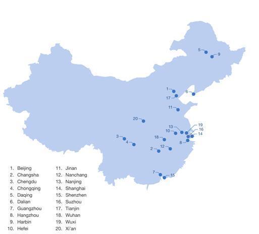 Case of China: In 2009 State Council Designates 20 Cities as Hubs for Attracting Outsourcing Business Cities with Executed Contract Value (ECV) of Offshoring Outsourcing Services in 2009 (in USD