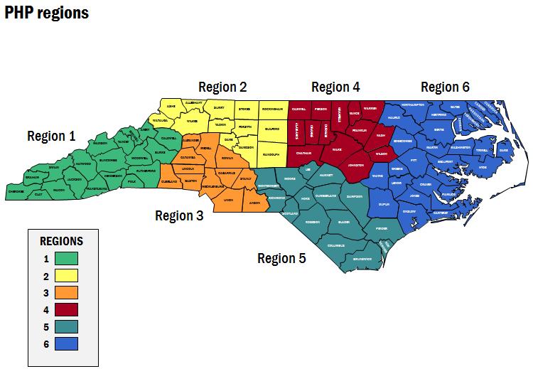 plans that are offered only on a regional basis or statewide commercial plans plans that are offered statewide. DHHS has defined six total regions within the state, as depicted in Figure 4 below.