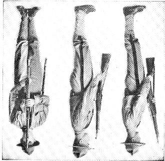 CORRECT POSITION OF PRESENT ARMS At command two, grasp the small of the stock with the right hand. No. 1 No. 2 No. 3 INCORRECT POSITION OF PRESENT ARMS These are the common errors made by beginners.