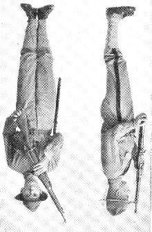 THE FIRST POSITION OF RIGHT SHOULDER ARMS FROM THE ORDER At the command two, without changing the