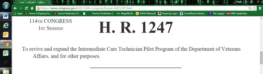 Issue 2: Support Our Veterans VA updating Nursing Handbook to recognize CRNAs & other APRNs to full practice authority Supported by AANA, AVANA, APRNs, AARP Opposed by ASA Helping the VA to finish