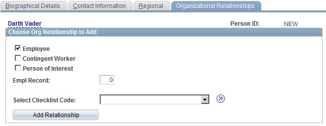 additional group designation. All other data fields are left blank. 17 Select the Organizational Relationship Tab.