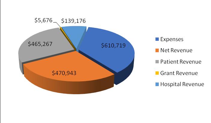 Financial Summaries Redlands Family Clinic, 2016 The following graph shows the financial distribution and un-reimbursed cost.
