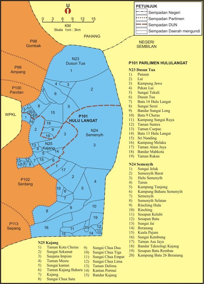 Berdasarkan persempadanan bahagian pilihan raya tahun 2003, kawasan Parlimen P101 Hulu Langat berkeluasan 694.