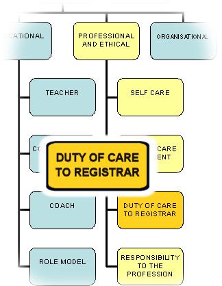 PROFESSIONAL AND ETHICAL DOMAIN Duty of Care to Registrar The GP Supervisor has a responsibility to the Registrar to optimise educational and career outcomes and to provide a safe workplace.