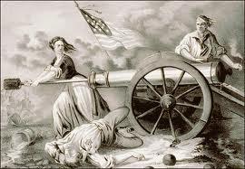 Famously Betsy Ross sewed flags while Molly Pitcher carried